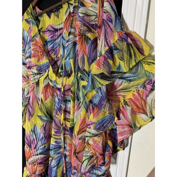 Club Z‎ Collection Women's Tropical Swim Cover-Up Large Resort Vacation Colorful - Picture 3 of 9